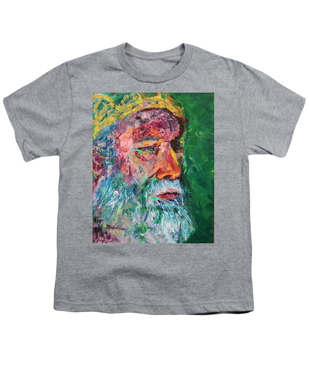 Portraits Youth T-Shirt featuring the painting Man with Crown by Madeleine Shulman