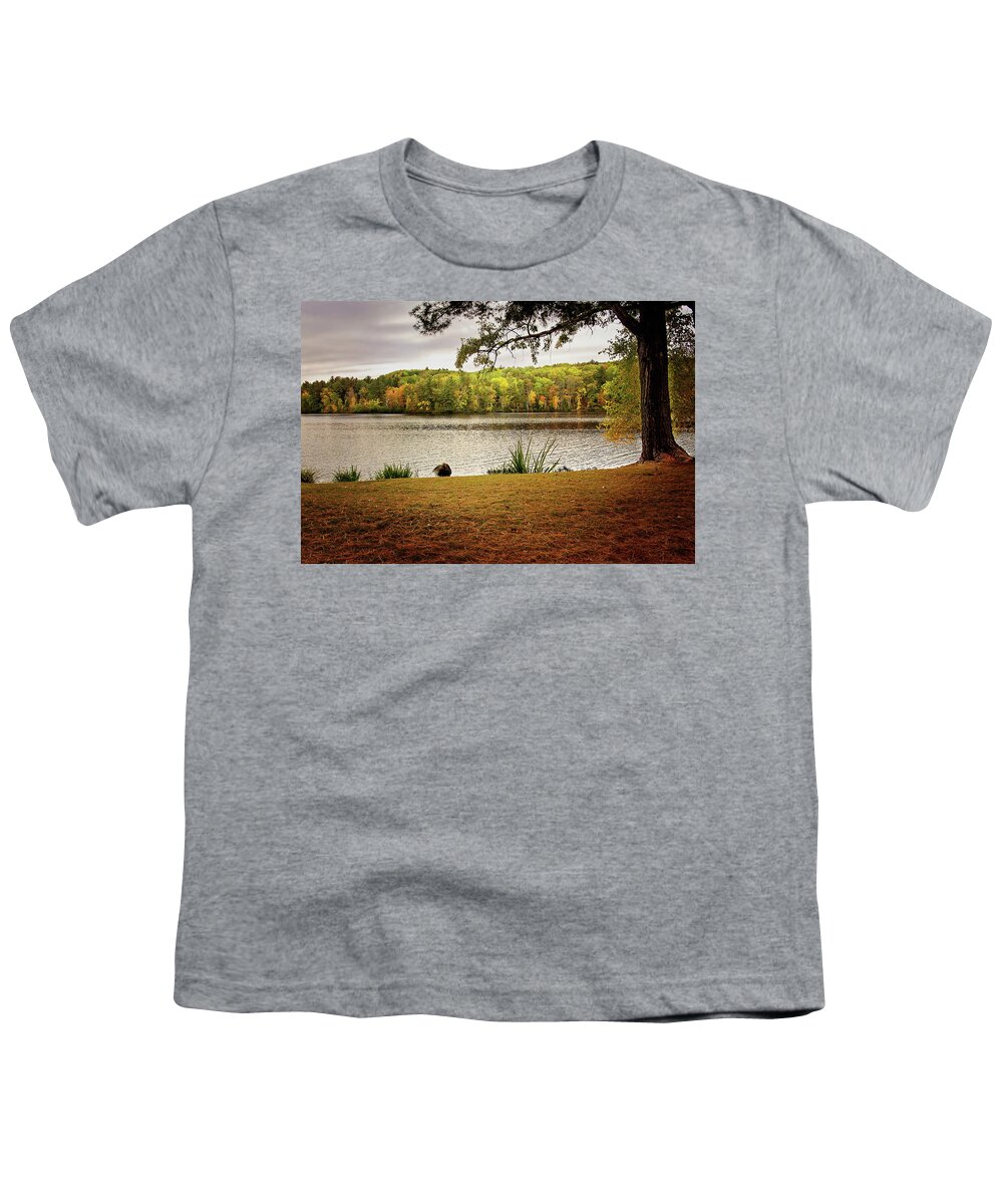 Menominee River In Autumn Print Youth T-Shirt featuring the photograph Menominee River in Autumn by Gwen Gibson