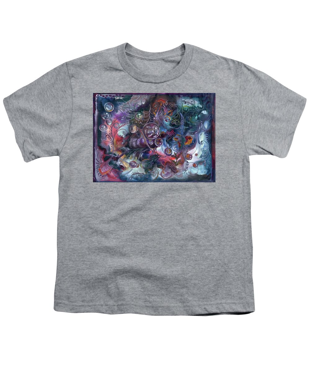 Sheri Jo Posselt Youth T-Shirt featuring the painting Midnight Dancing Bubbles by Sheri Jo Posselt