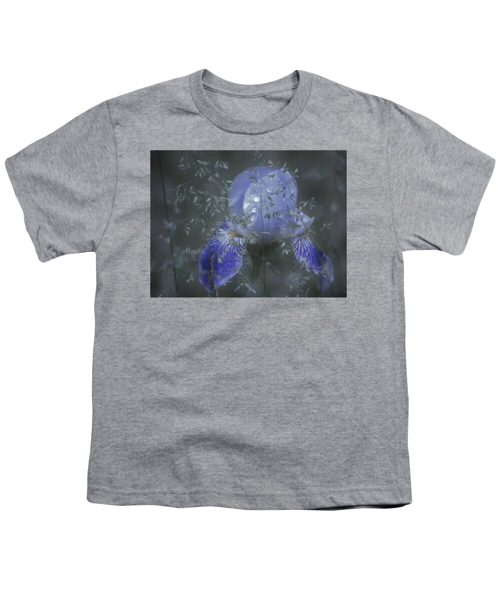Flower Youth T-Shirt featuring the photograph Misty Blue Iris by Barbara St Jean