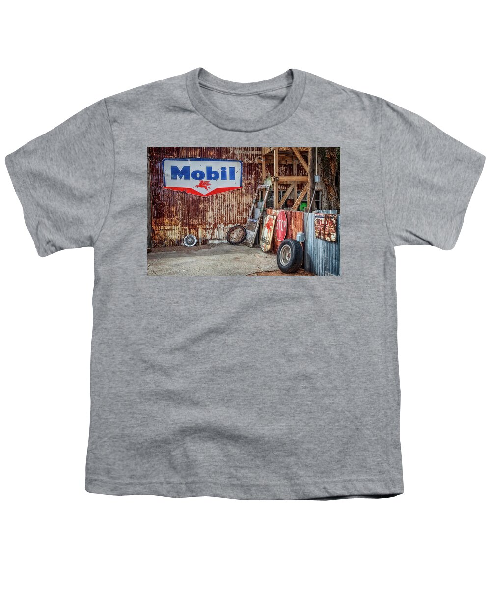 Route 66 Youth T-Shirt featuring the photograph Mobil Signs by Diana Powell
