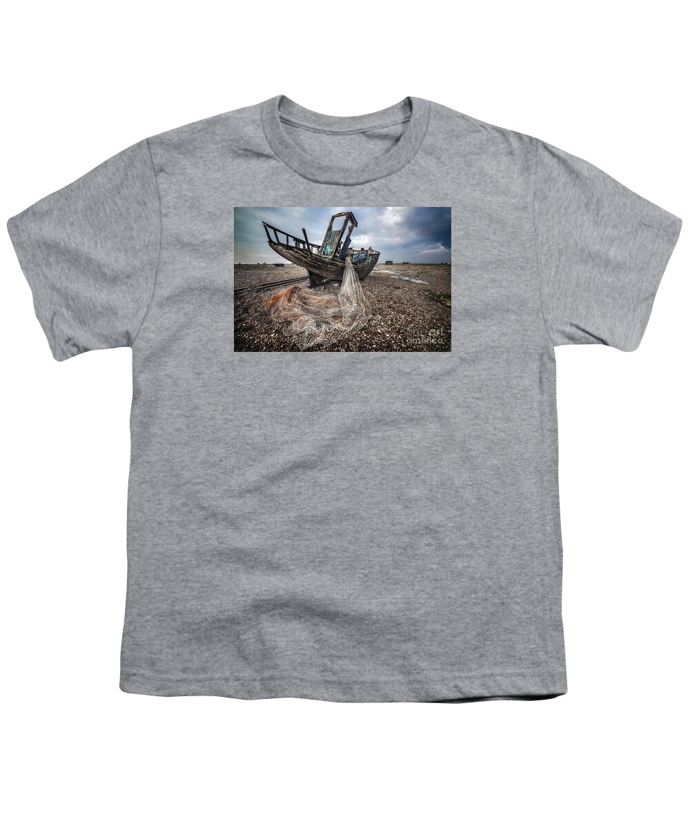 Anchored Youth T-Shirt featuring the photograph Moody Boat by Svetlana Sewell