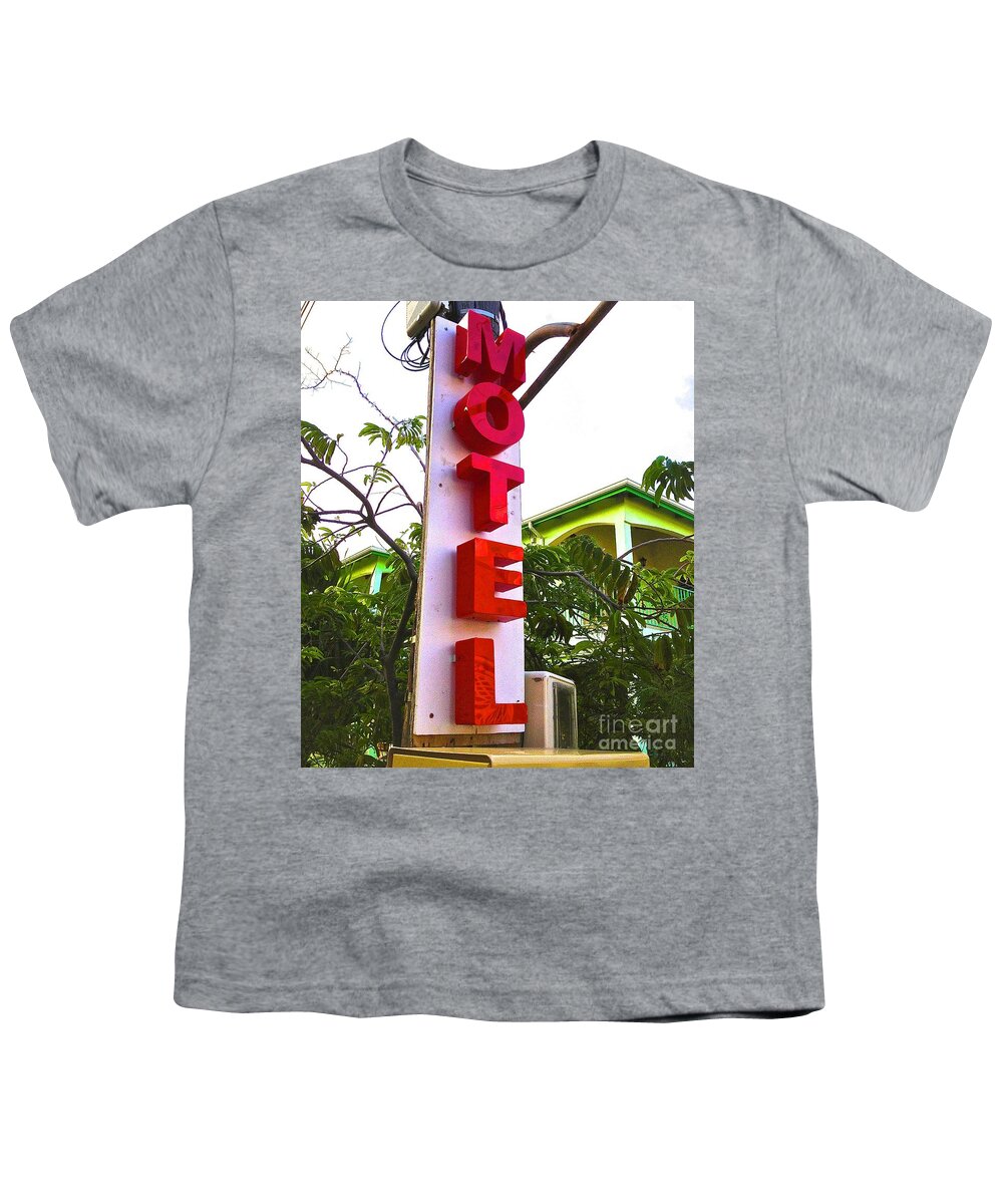Sign Youth T-Shirt featuring the photograph Motel by Beth Saffer
