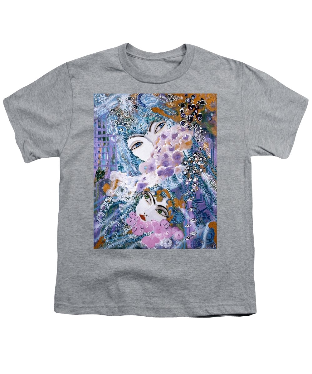 Mother Youth T-Shirt featuring the painting Mother and daughter by Sima Amid Wewetzer