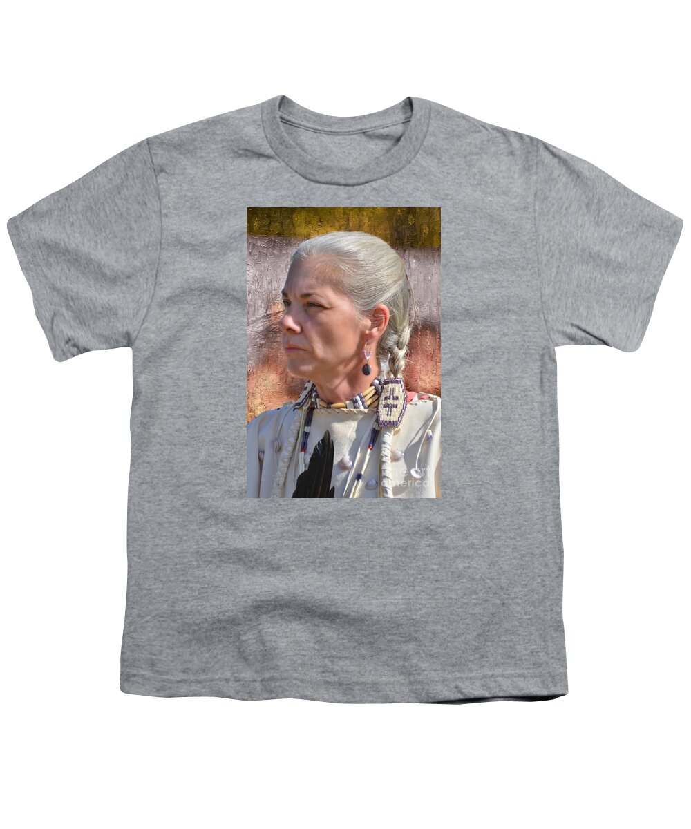 People Youth T-Shirt featuring the photograph Native American Woman by Kathy Baccari