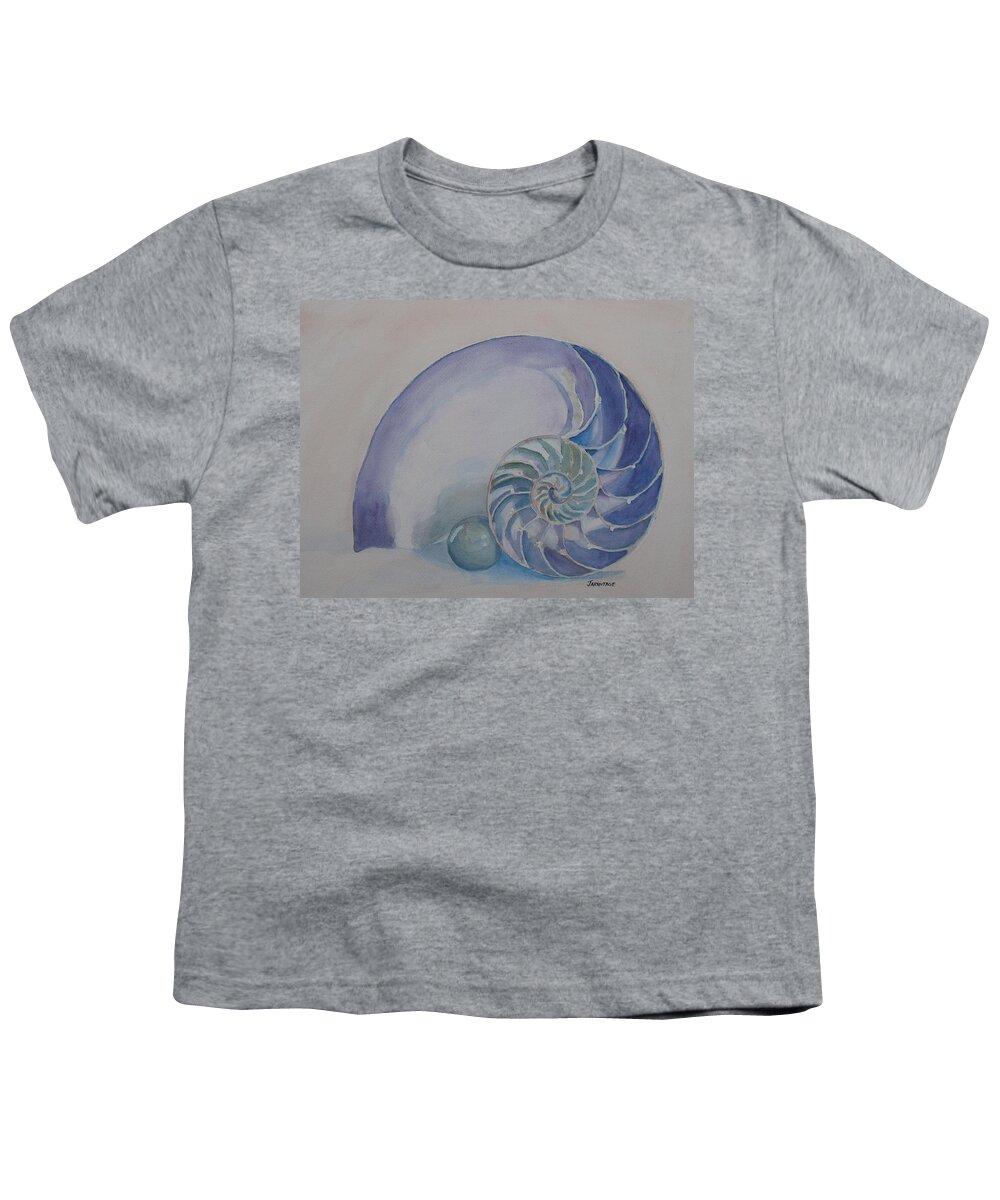 Nautilus Youth T-Shirt featuring the painting Nautilus With Marble by Jenny Armitage