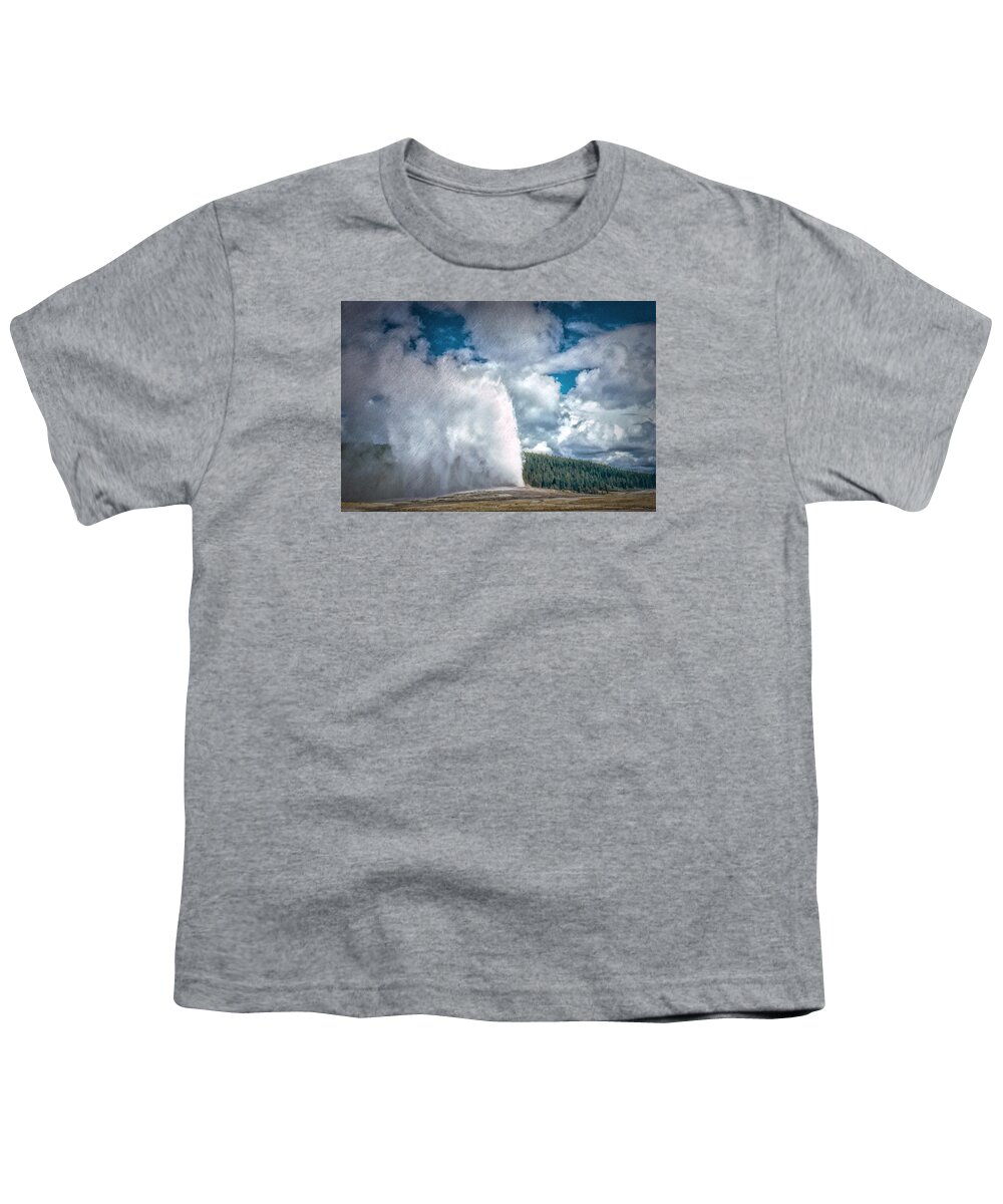  Youth T-Shirt featuring the photograph Old Faithful Vintage 4 by Cathy Anderson