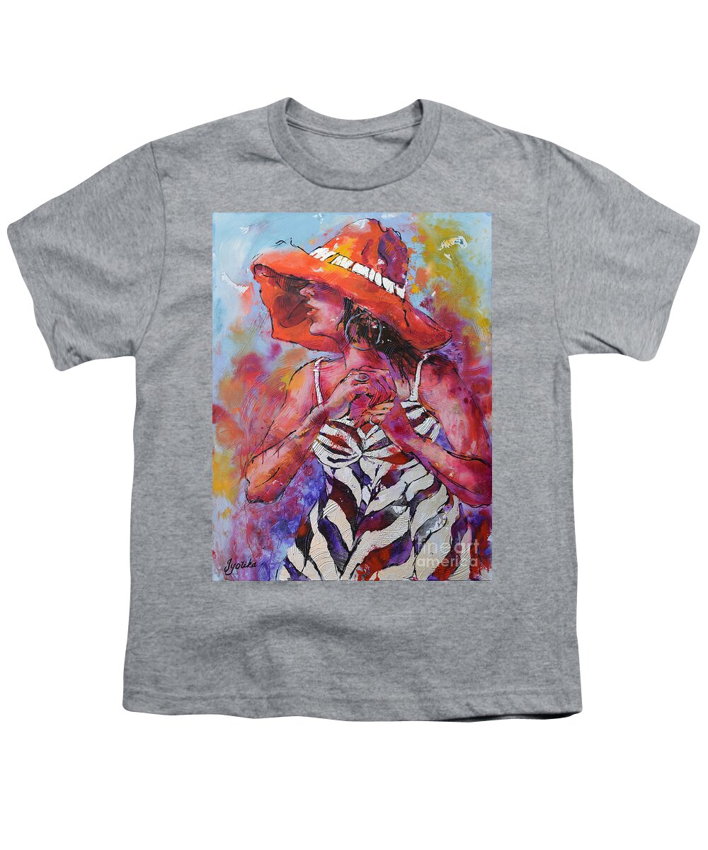 Figurative Youth T-Shirt featuring the painting Orange Hat by Jyotika Shroff