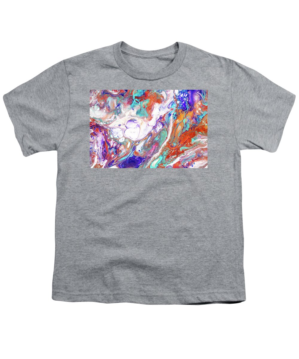Jenny Rainbow Fine Art Youth T-Shirt featuring the photograph Oriental Treasures Fragment 2. Abstract Fluid Acrylic Painting by Jenny Rainbow