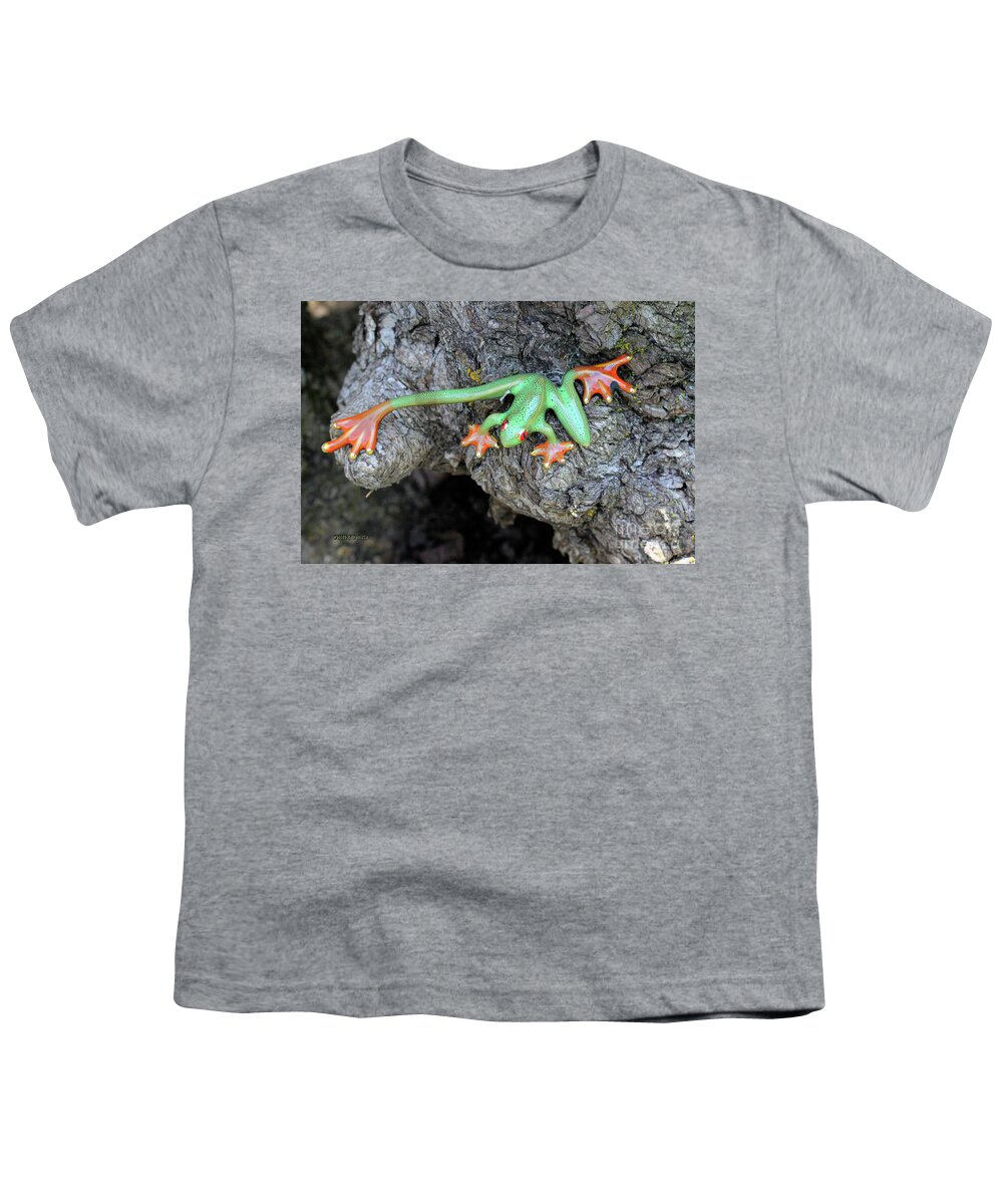 Frog Youth T-Shirt featuring the painting Ornamental Green Orange Frog by Corey Ford