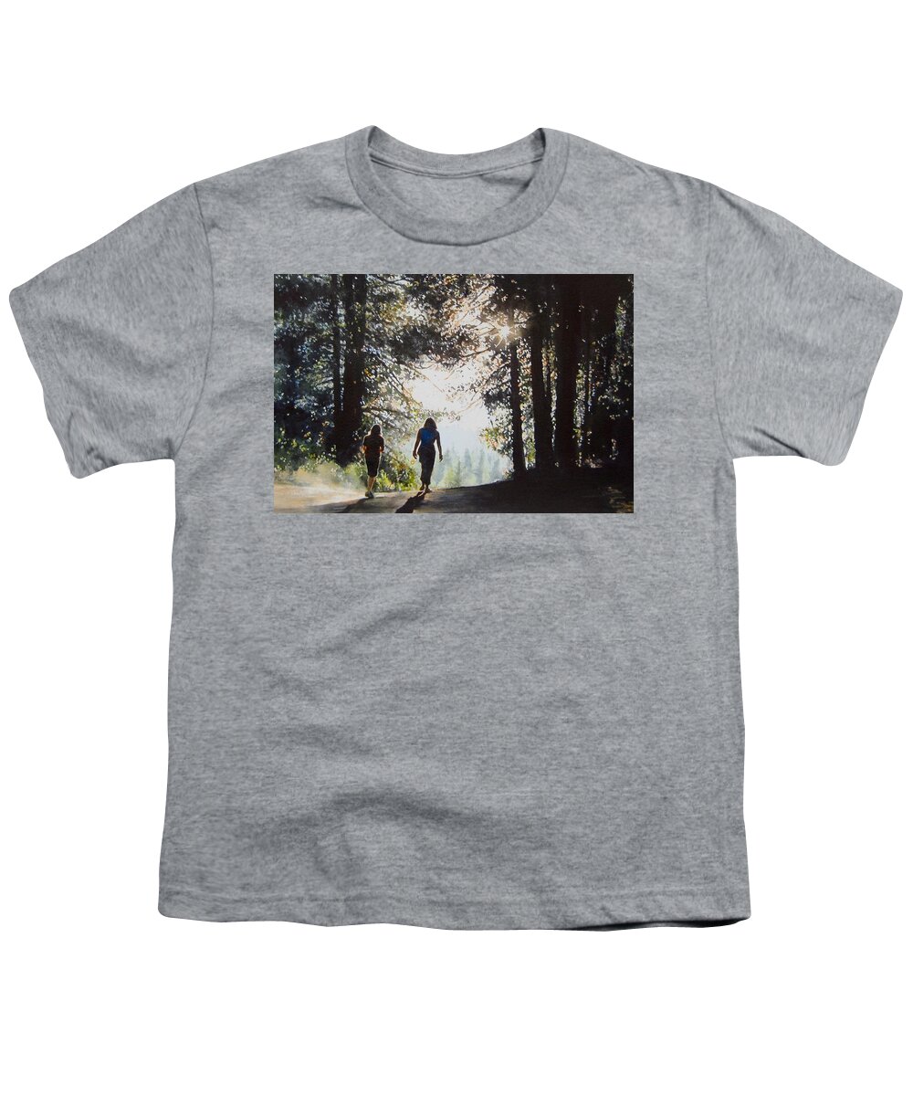 Landscape Youth T-Shirt featuring the painting Over The Hills by Barbara Pease