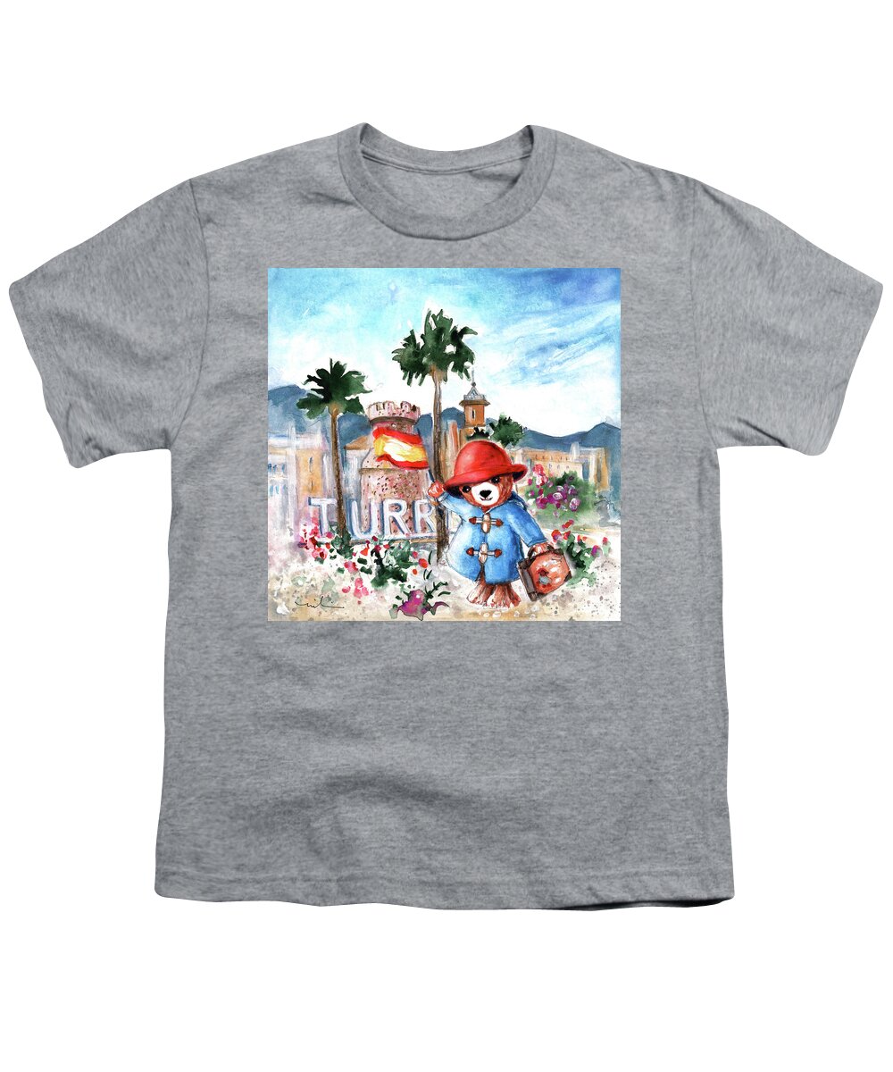 Go Teddy Youth T-Shirt featuring the painting Paddington Arrival In Spain by Miki De Goodaboom