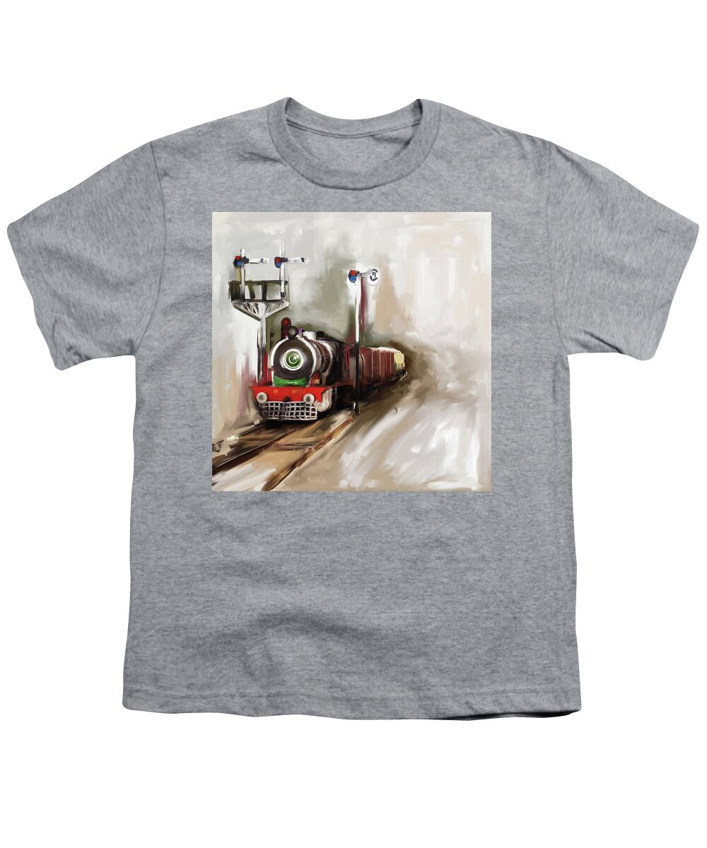 Steam Engine Youth T-Shirt featuring the painting Painting 801 1 Steam Engine by Mawra Tahreem