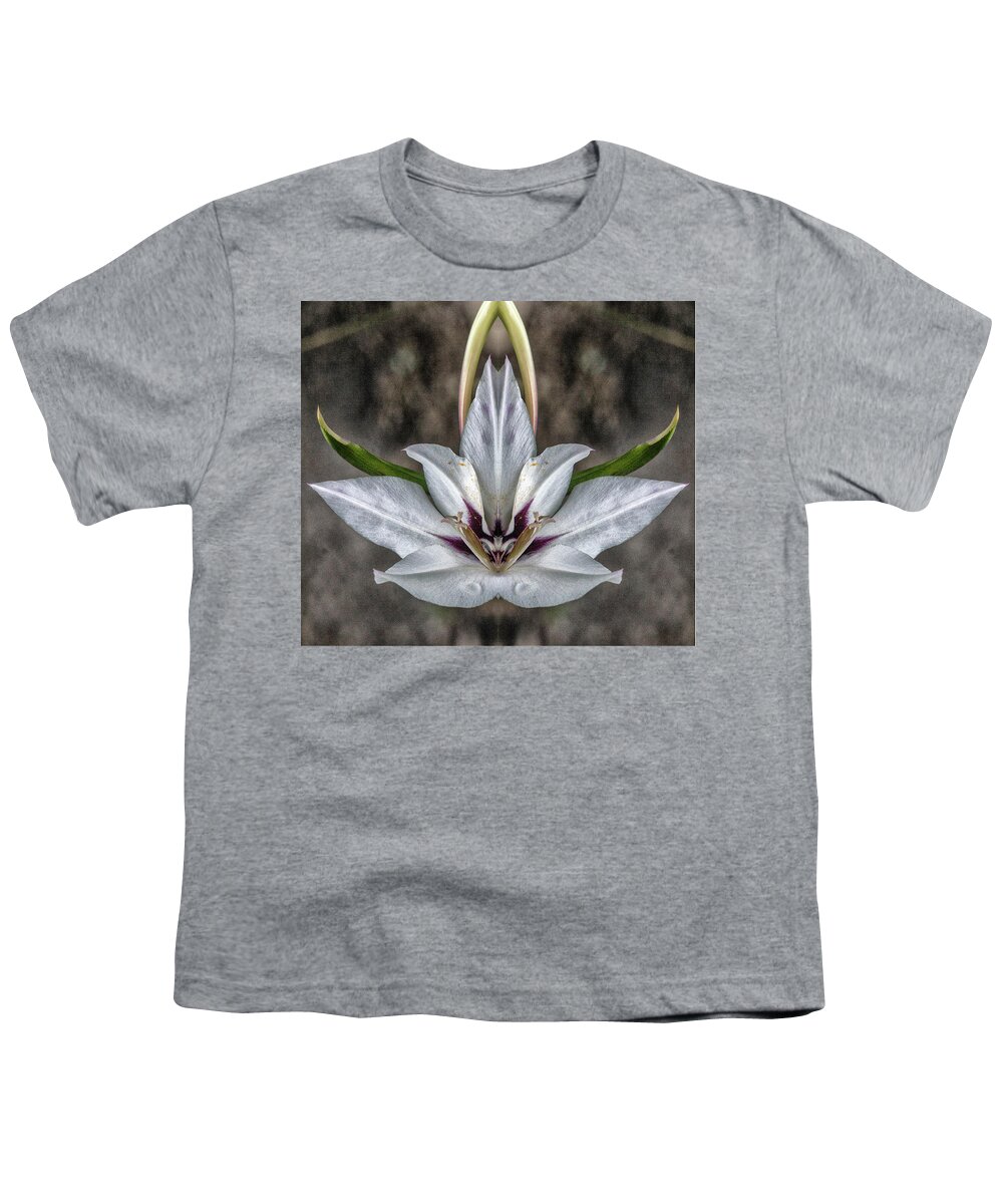 Mirror Image Pareidolia Youth T-Shirt featuring the photograph Peacock Lily 2 Pareidolia by Constantine Gregory