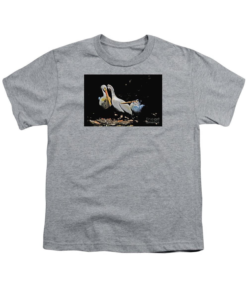 Pelicans Youth T-Shirt featuring the photograph Pelicans in the Sun Impressionistic 2 by David Frederick