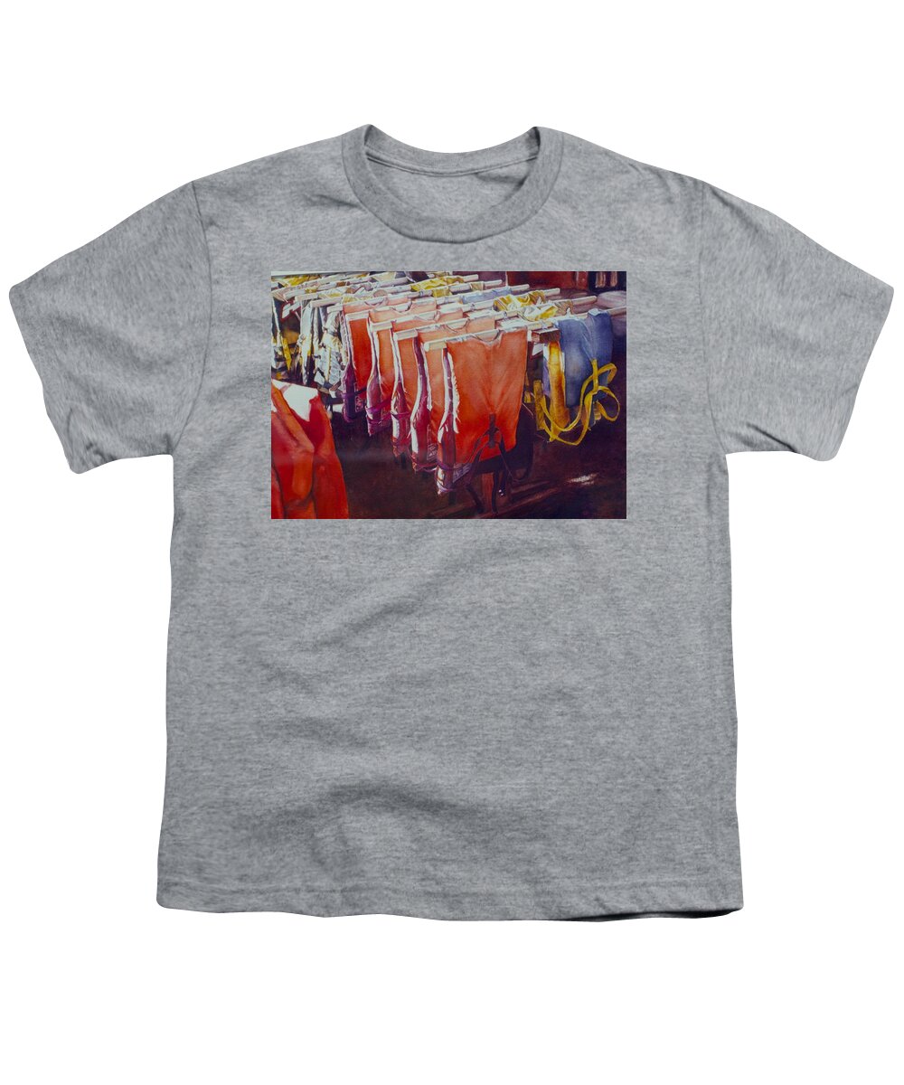 Landscape Youth T-Shirt featuring the painting Personal Flotation #1 by Barbara Pease