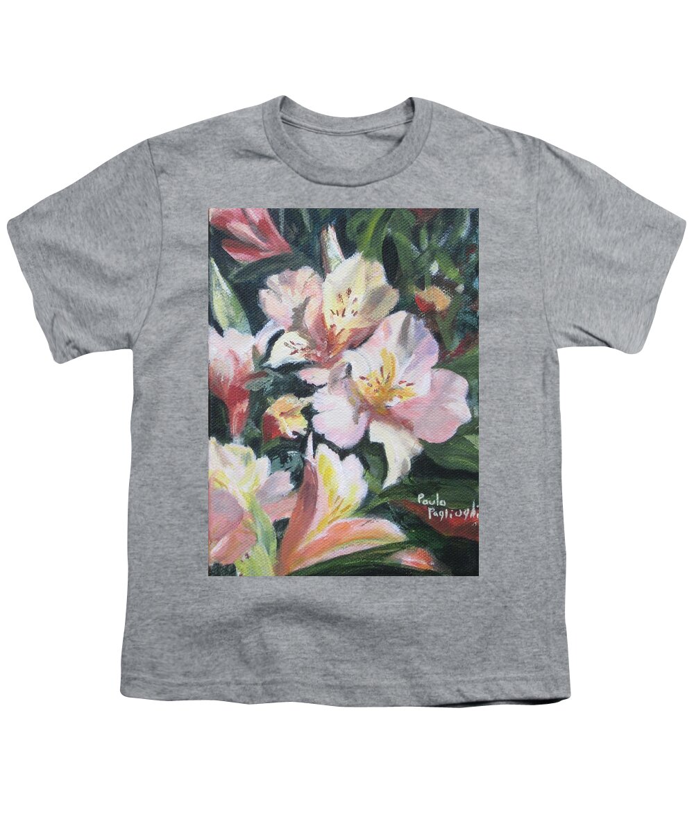 Acrylic Youth T-Shirt featuring the painting Peruvian Lily by Paula Pagliughi