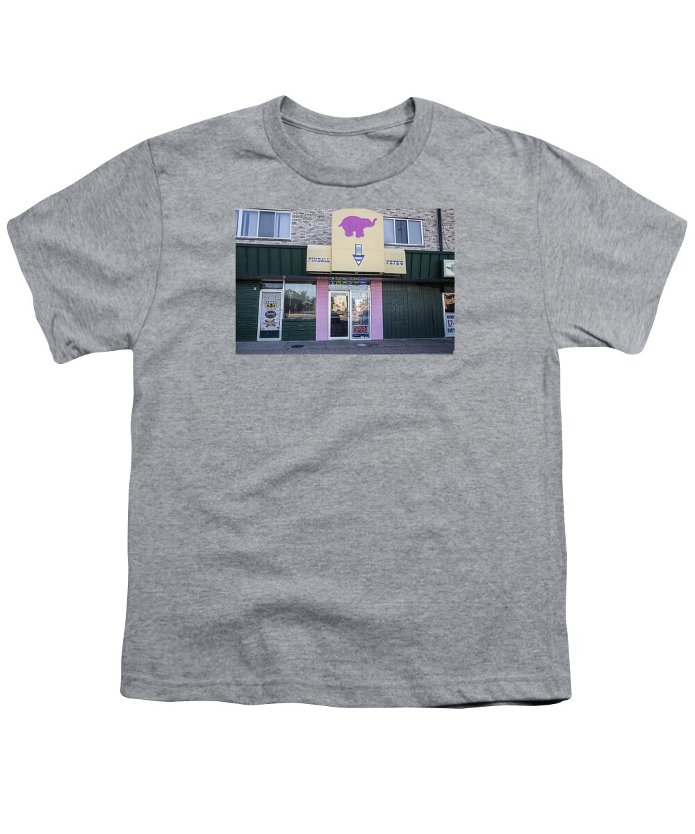 East Lansing Youth T-Shirt featuring the photograph Pinball Pete's by John McGraw
