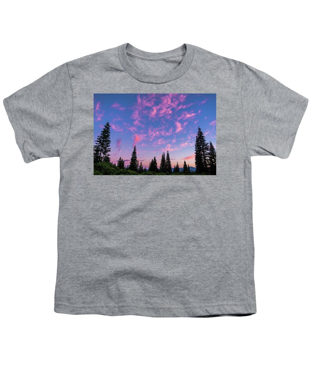 California Youth T-Shirt featuring the photograph Pink Cloud Sunset Mount Shasta California by Lawrence S Richardson Jr