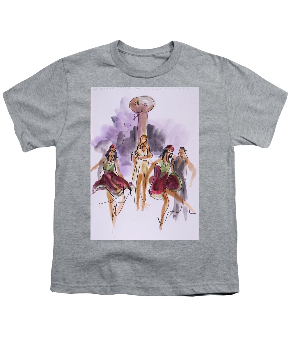 Shepherdesses Youth T-Shirt featuring the drawing Pirates assaults and binds Chloe by Peregrine Roskilly
