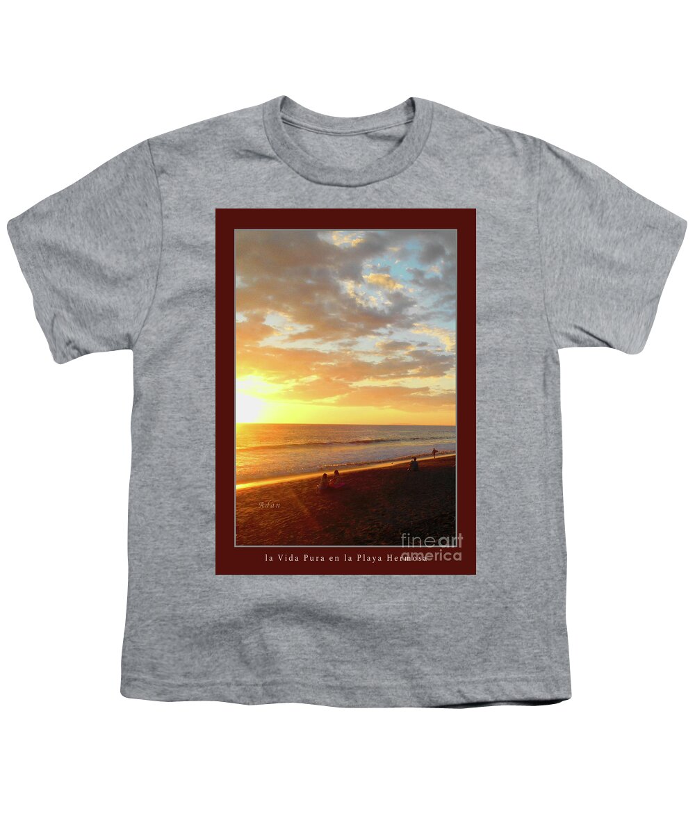 Costa Rica Youth T-Shirt featuring the photograph Playa Hermosa Puntarenas Costa Rica - Sunset A One Detail Two Vertical Poster Greeting Card by Felipe Adan Lerma
