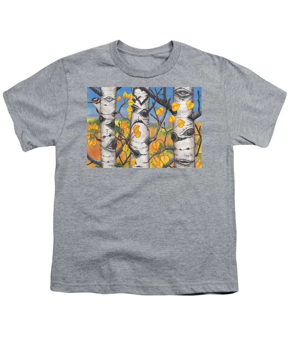 Aspen Youth T-Shirt featuring the painting Quakers by Catherine G McElroy