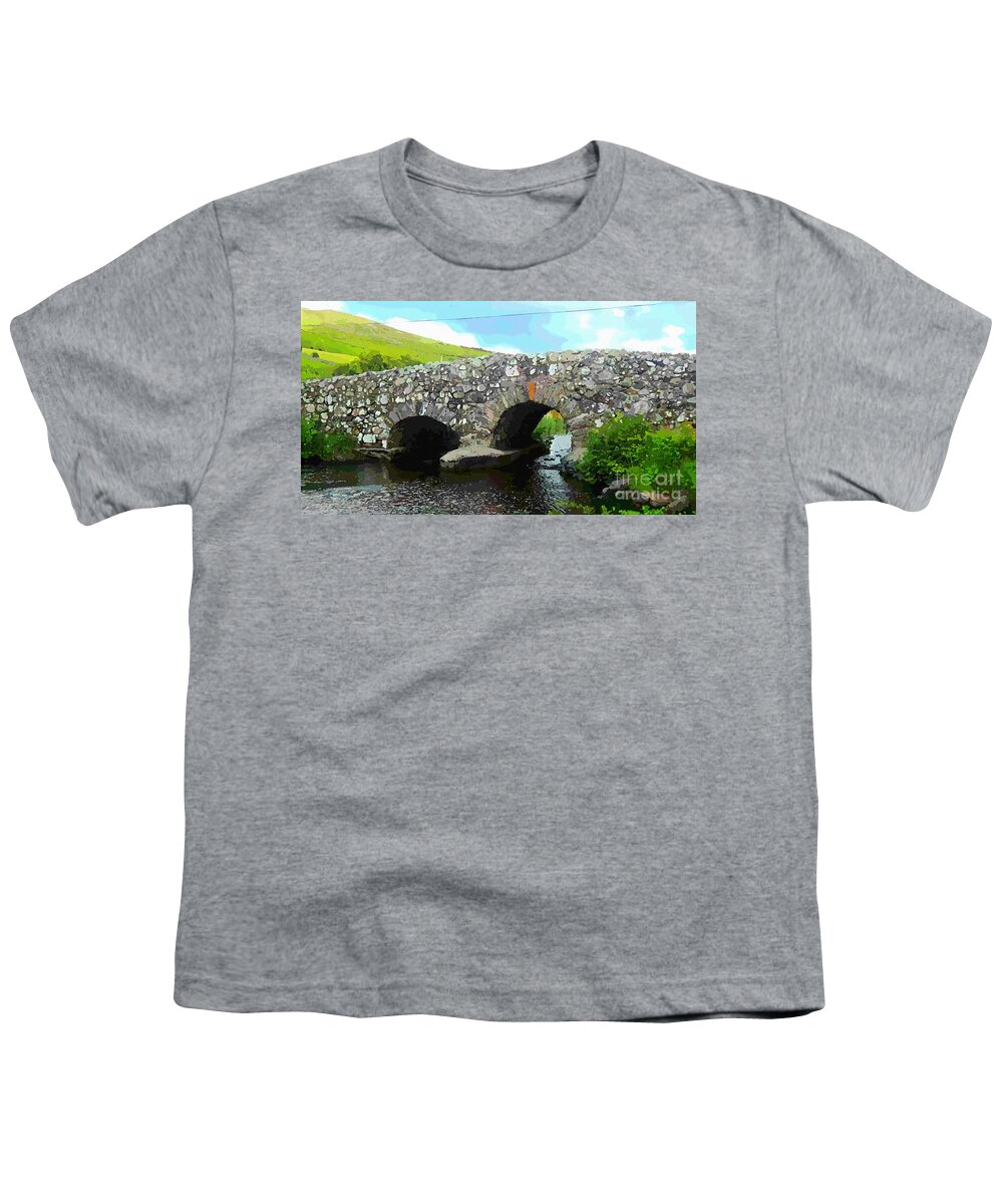 Quiet Man Bridge Youth T-Shirt featuring the painting Quiet Man Bridge Art Connemara County Galway Ireland by Mary Cahalan Lee - aka PIXI