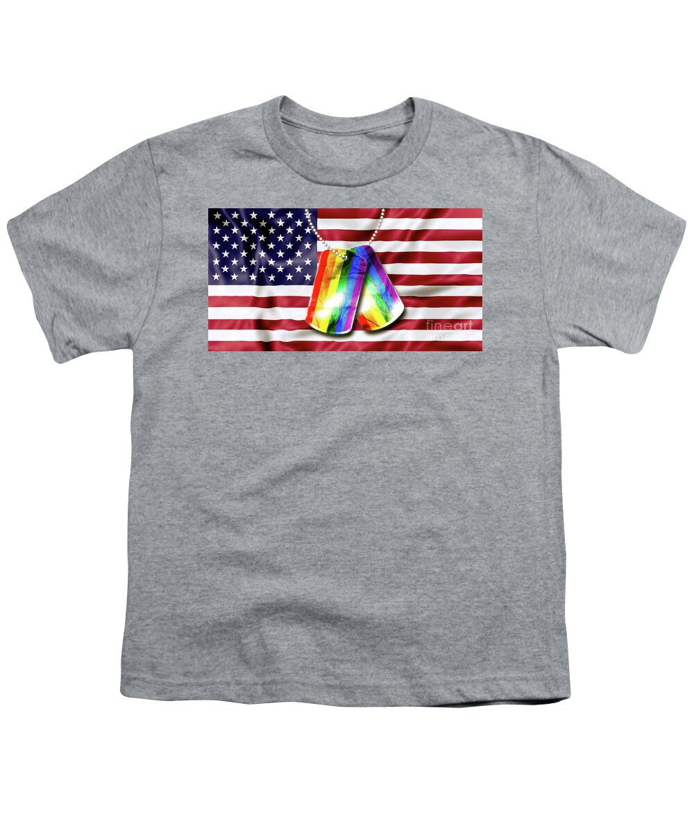 Airforce Youth T-Shirt featuring the photograph Rainbow dog tags by Benny Marty