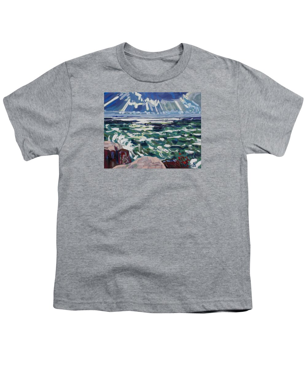 Killarney Youth T-Shirt featuring the painting Red Rock Crepuscular Rays by Phil Chadwick