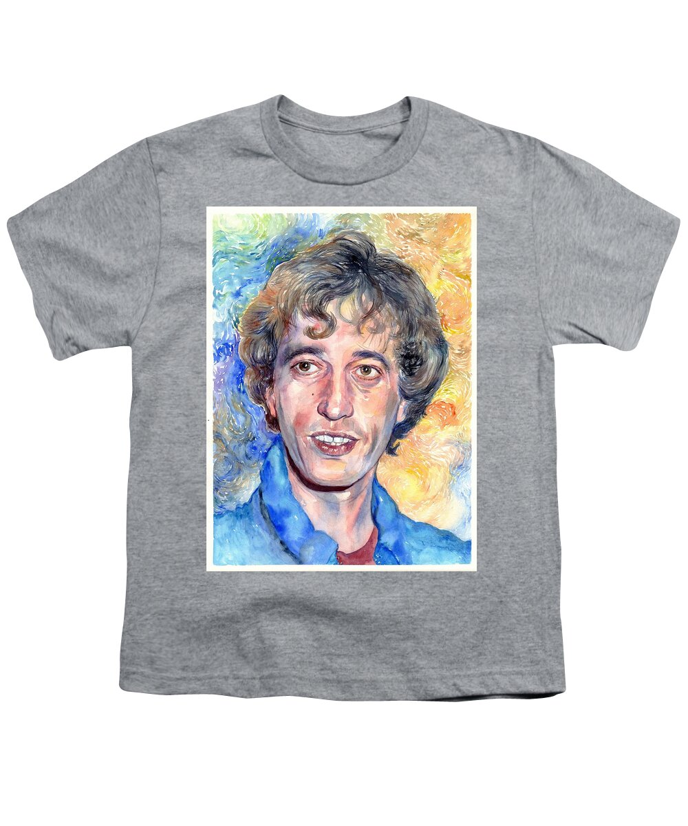 Robin Youth T-Shirt featuring the painting Robin Gibb portrait by Suzann Sines