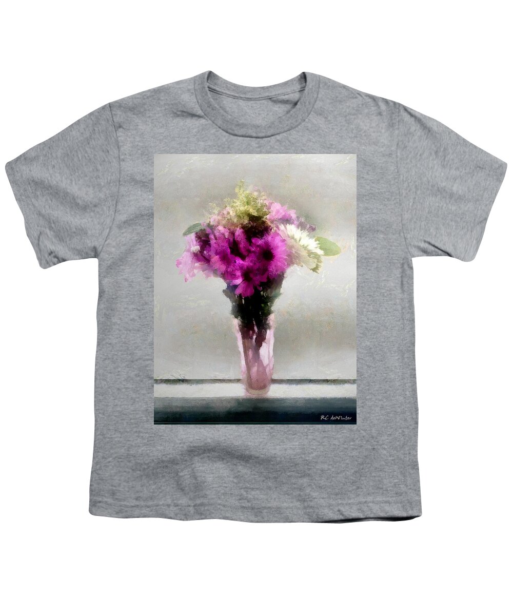 Flowers Youth T-Shirt featuring the painting Romance in Dove Grey by RC DeWinter