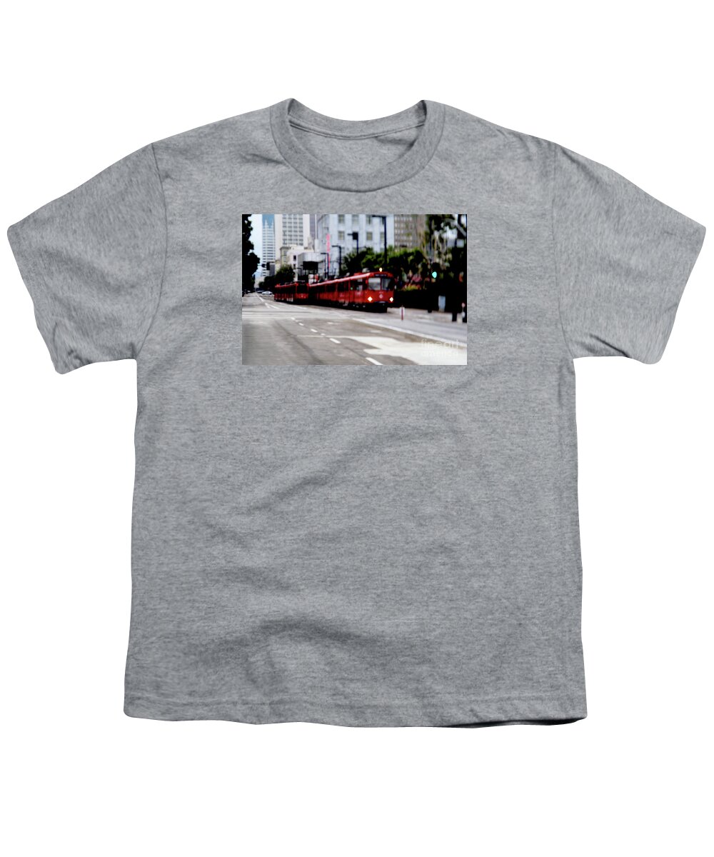 Red Trolley Youth T-Shirt featuring the photograph San Diego Red Trolley by Linda Shafer