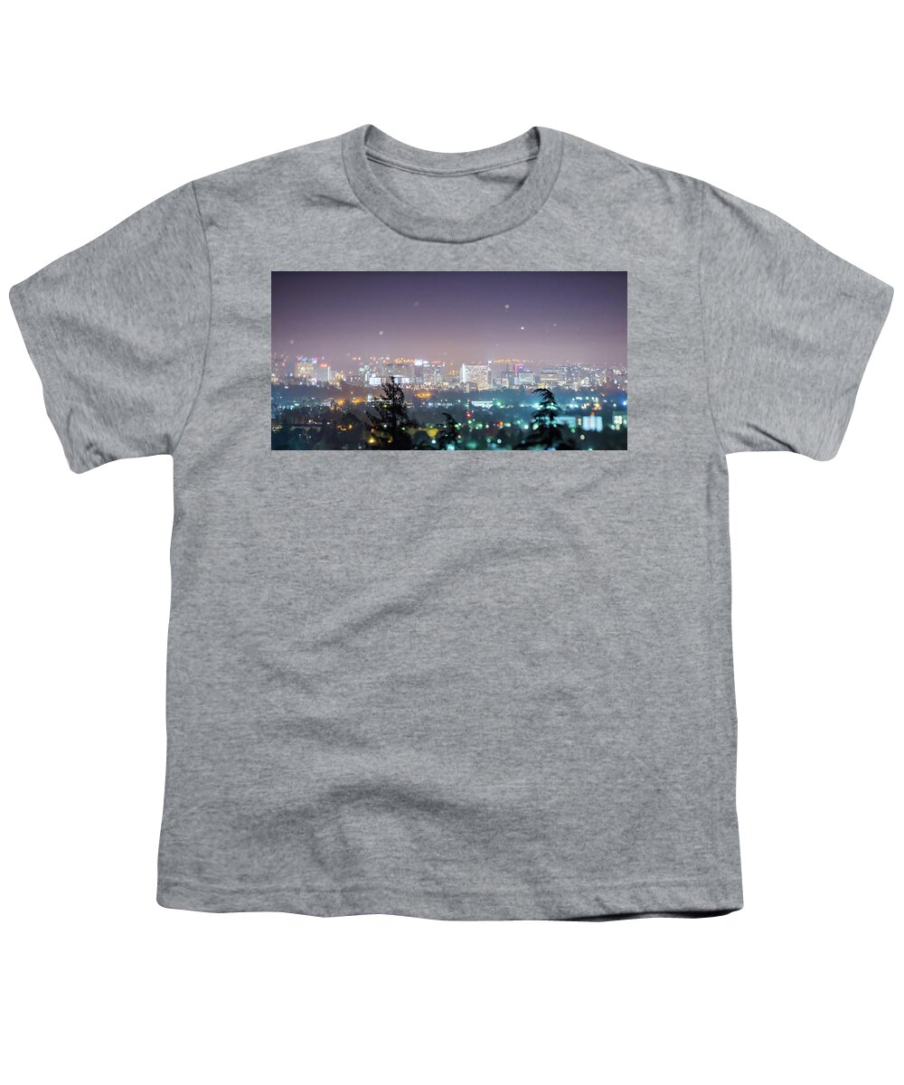 Lights Youth T-Shirt featuring the photograph San Jose California City Lights Early Morning by Alex Grichenko