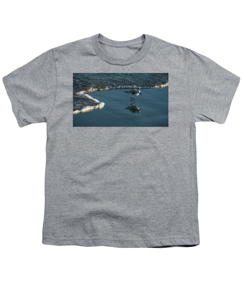 Florida Youth T-Shirt featuring the photograph Sanderling Reflection Delray Beach Florida by Lawrence S Richardson Jr