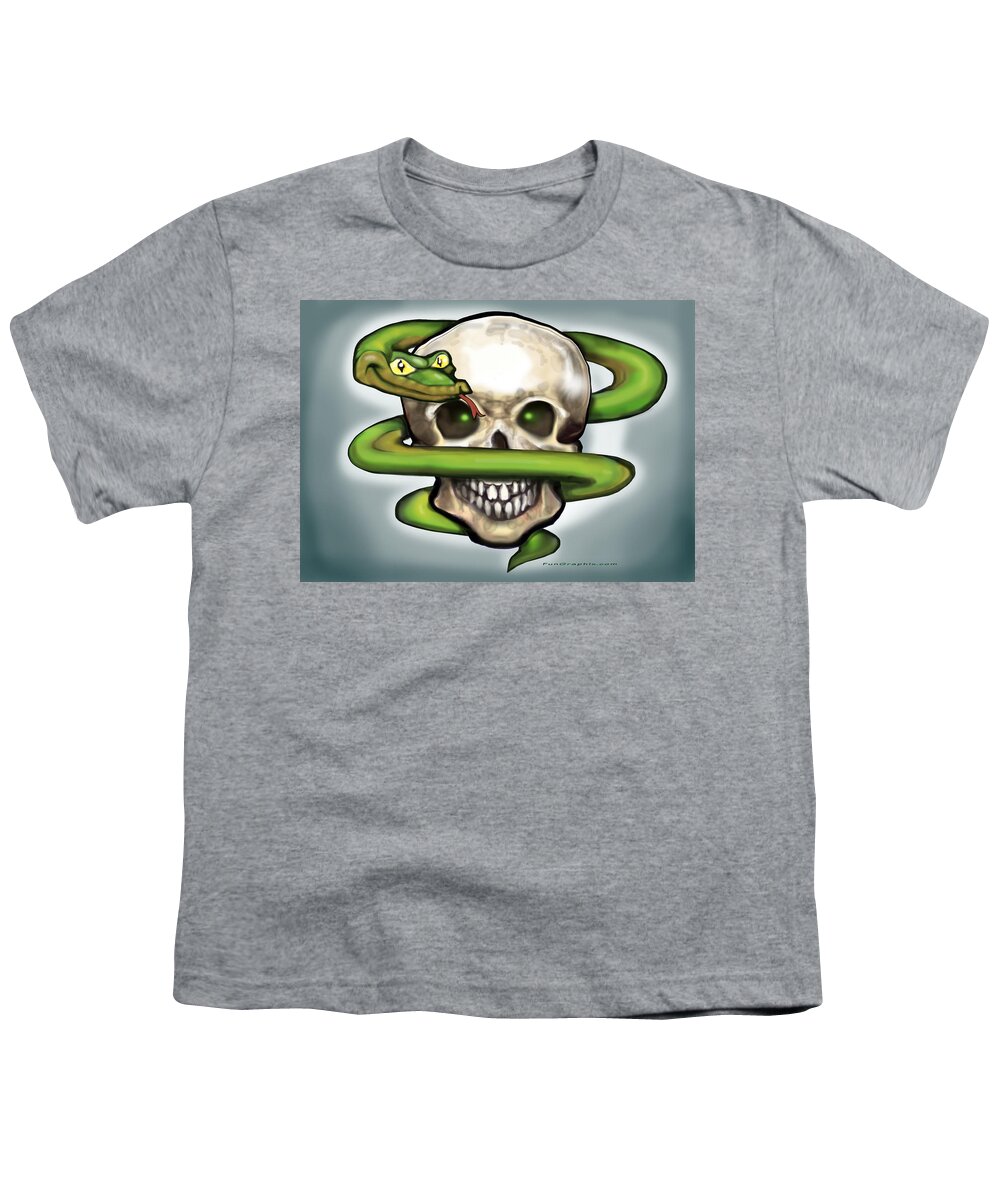 Serpent Youth T-Shirt featuring the digital art Serpent n Skull by Kevin Middleton