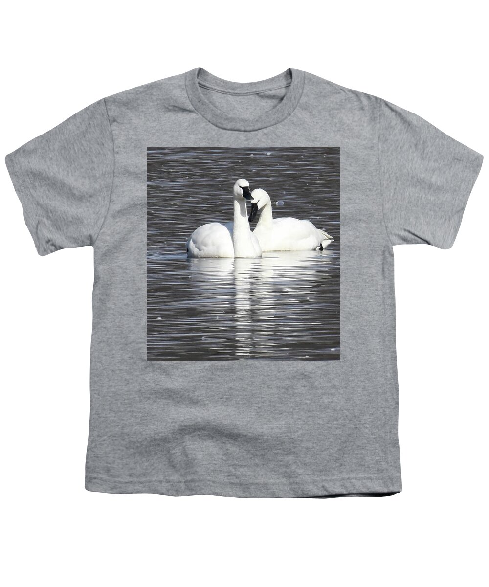Swans Youth T-Shirt featuring the photograph Sharing a Moment by Gary Wightman