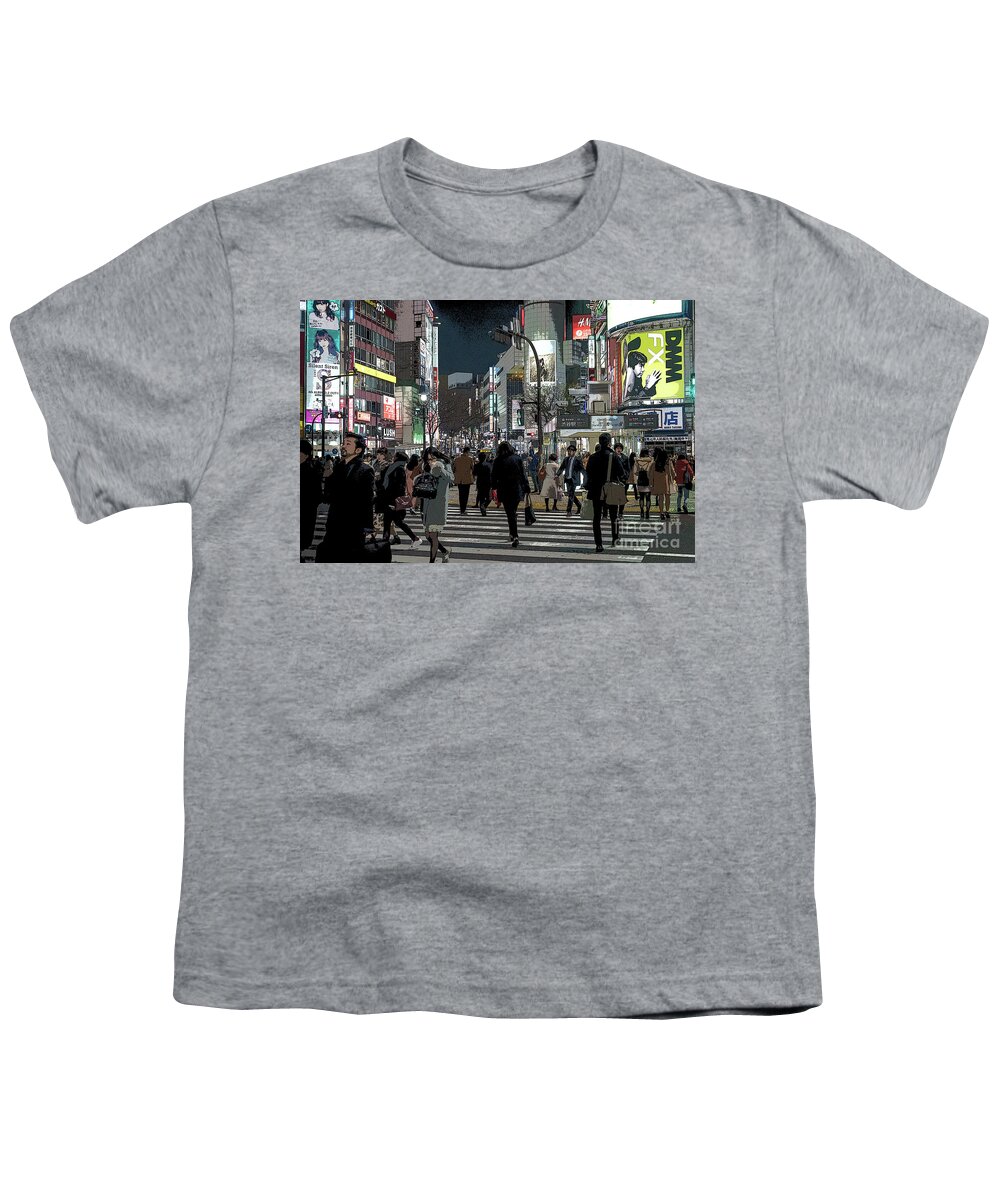 Shibuya Youth T-Shirt featuring the photograph Shibuya Crossing, Tokyo Japan Poster by Perry Rodriguez