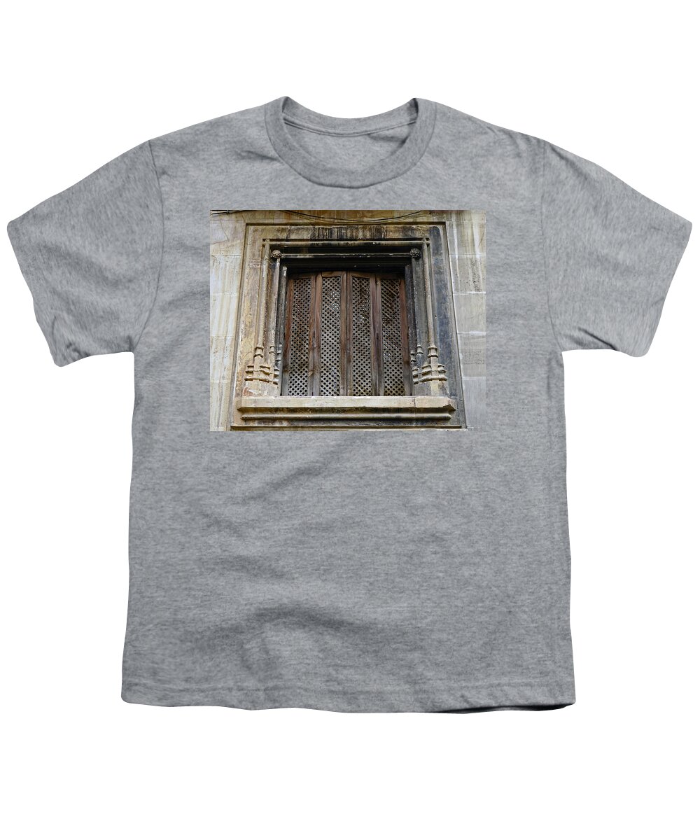 Shuttered Window Youth T-Shirt featuring the photograph Shuttered Window In Palma Majorca Spain by Rick Rosenshein