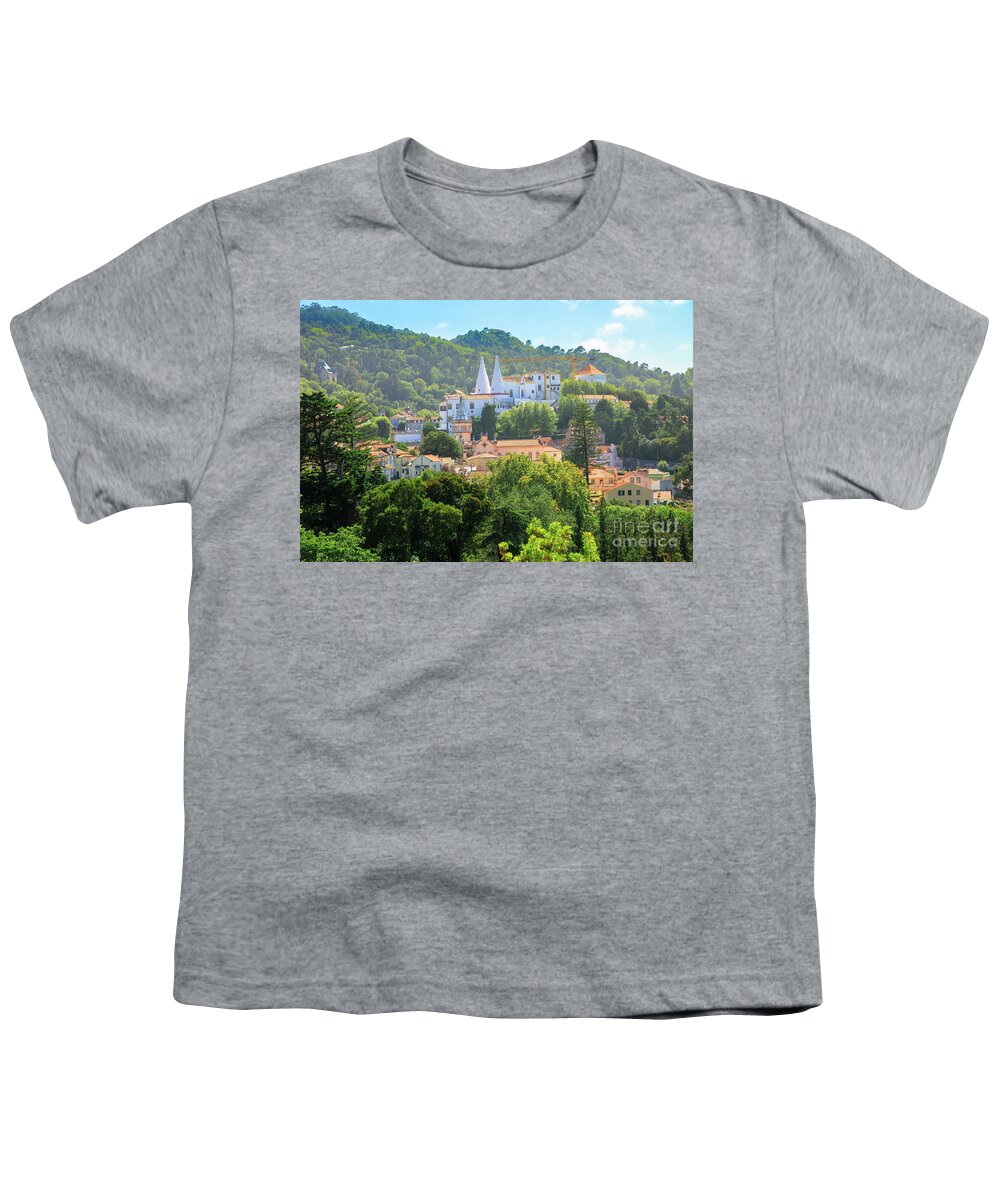 Sintra Youth T-Shirt featuring the photograph Sintra National Palace aerial by Benny Marty