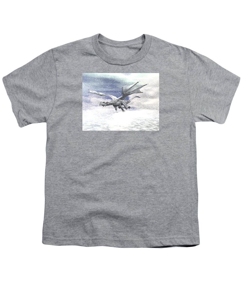 Dragon Youth T-Shirt featuring the digital art Snow Dragon by Michele Wilson