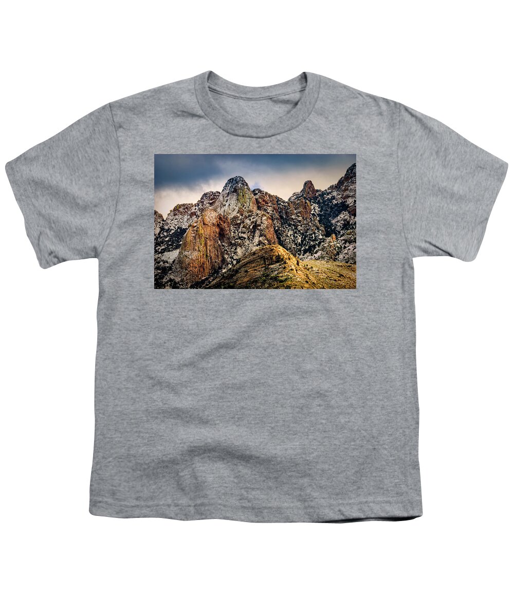 Catalina Mountains Youth T-Shirt featuring the photograph Snow On Peaks 45 by Mark Myhaver
