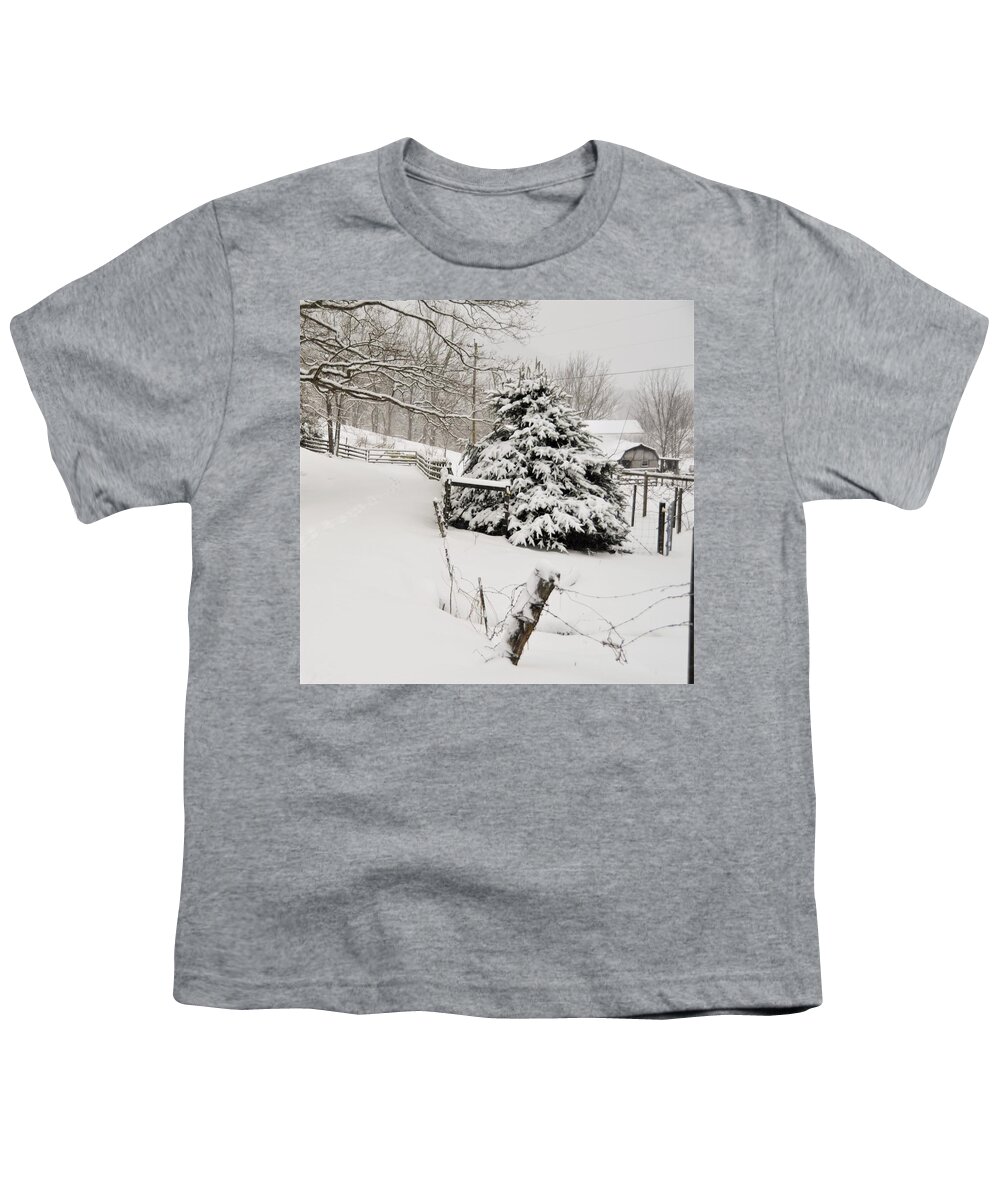  Youth T-Shirt featuring the photograph Snow Tree by Chuck Brown