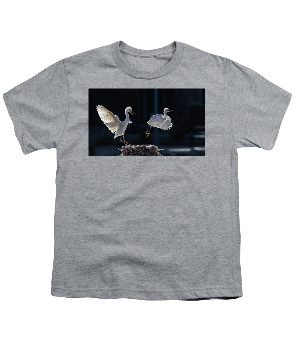 Snowy White Egret Youth T-Shirt featuring the photograph Snowy White Egrets 4 by Rick Mosher
