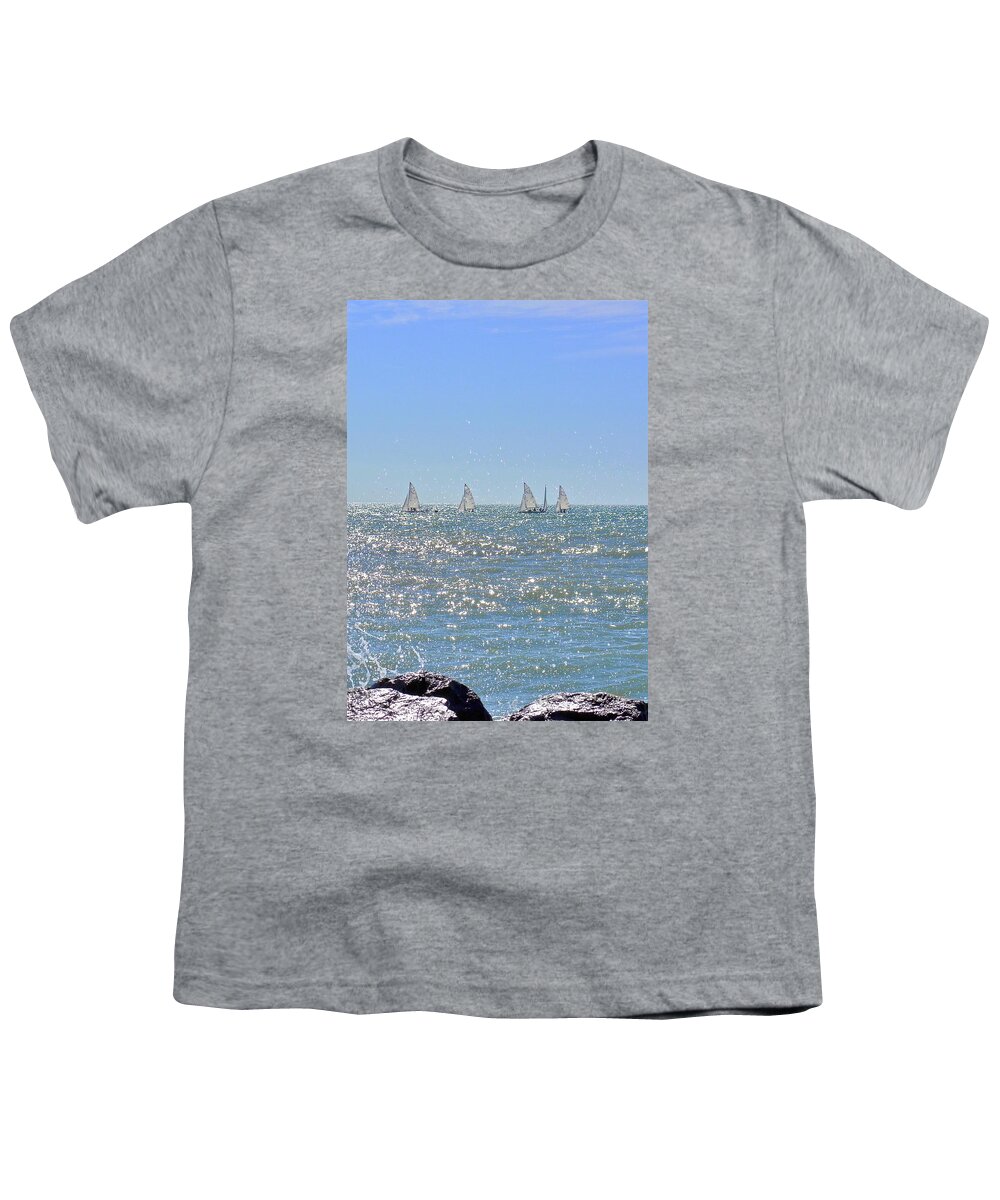 Sailboats Youth T-Shirt featuring the photograph Sparkling Water by Carol Bradley