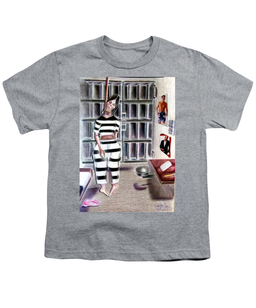 Black Art Youth T-Shirt featuring the drawing Strange Fruit by Donald Cnote Hooker