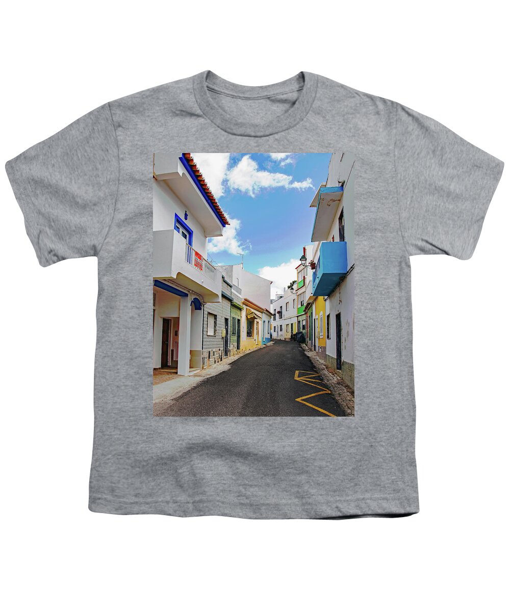 Street Youth T-Shirt featuring the photograph Street in Alvor by Jeff Townsend