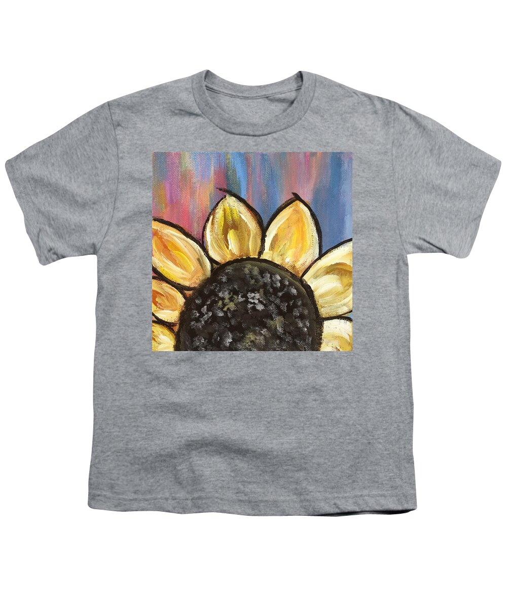 Sunflower Youth T-Shirt featuring the painting Sunflower 5 by Queen Gardner