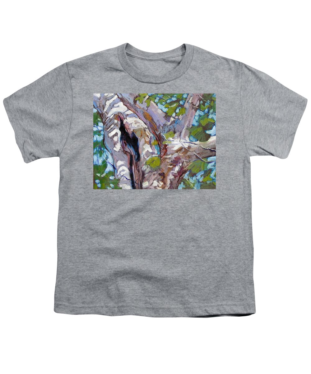 Tree Youth T-Shirt featuring the painting Sunlight on Sycamore by John Lautermilch