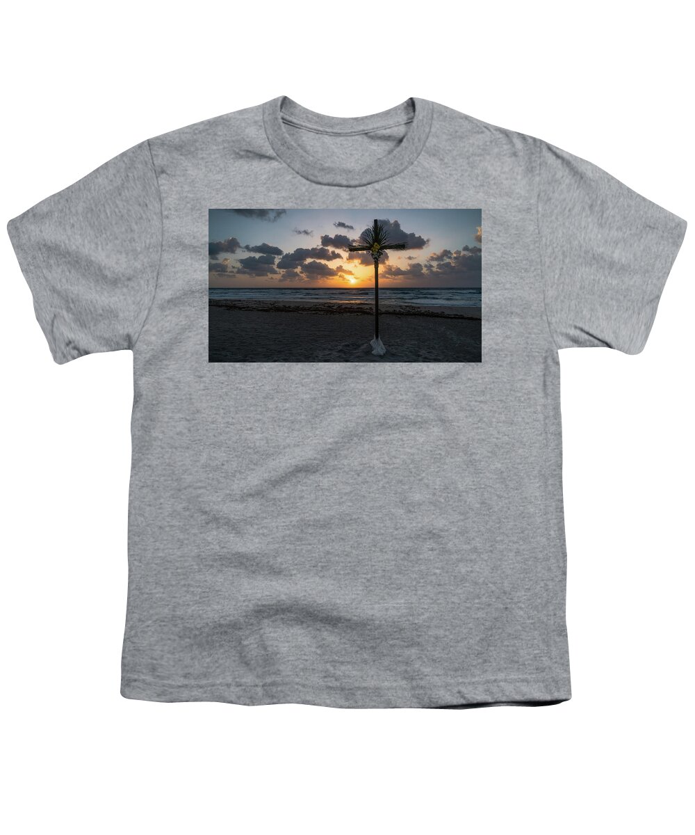 Florida Youth T-Shirt featuring the photograph Sunrise Easter Cross Delray Beach Florida by Lawrence S Richardson Jr