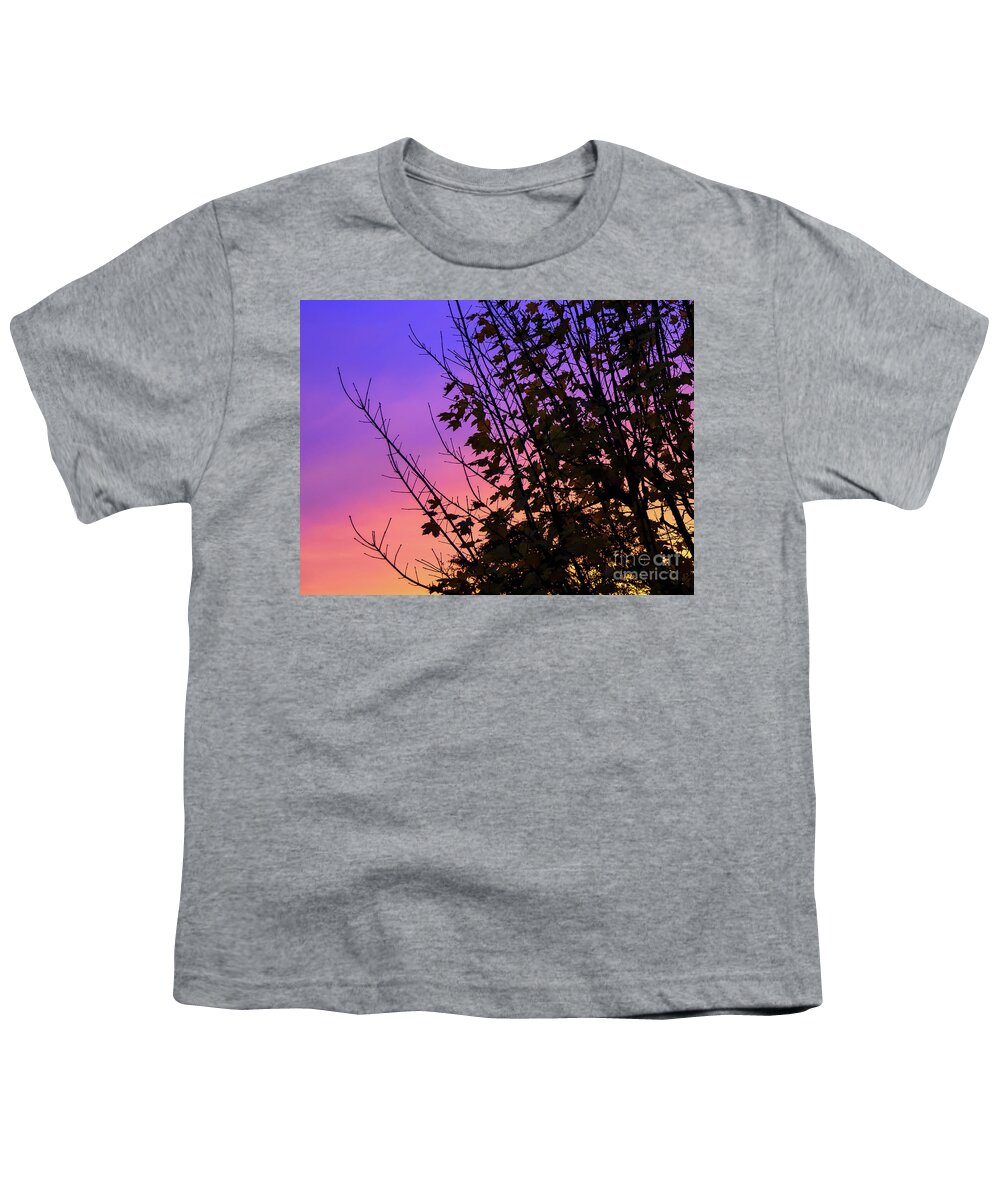 Trees Youth T-Shirt featuring the photograph Sunset behind trees by Colin Rayner